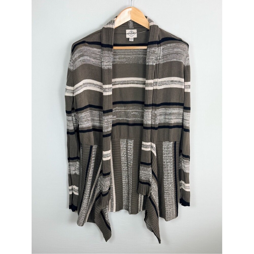 St. John’s Bay Striped Open Front Cardigan XL Draped Neutral Lightweight